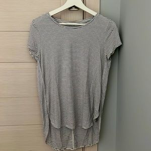 Girls Black and White Striped Shirt